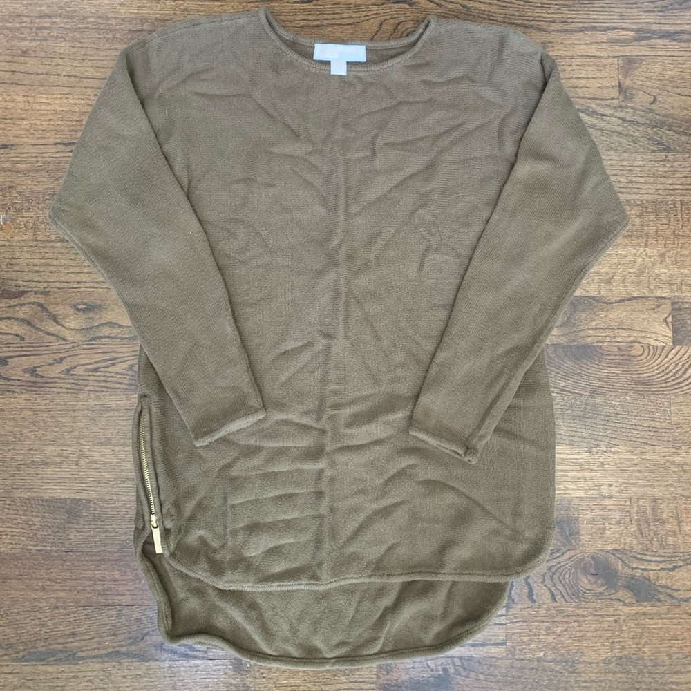 Micheal Kors Green Sweater Medium Side Zippers
